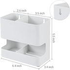 MyGift Modern Wall Mounted White Metal Hair Styling Tools and Accessories Holder with 2 Slots and Divided bottom Tray, Salon Hot Tool Organizer Rack for Blow Dryer Straightener Curling Iron
