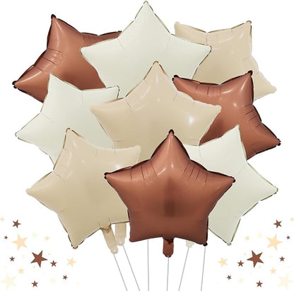 TONIFUL 15Pcs Star Shaped Balloons 18Inch Cream Caramel Brown Foil Balloons | by TONIFUL