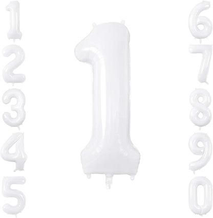 White Number 1 Balloon 40 Inch, Large Foil Mylar 1st Birthday Decorations by Unknown