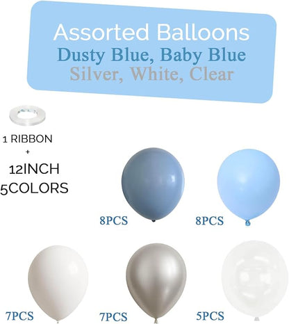 Dusty Blue and White Silver Balloons - Image 3