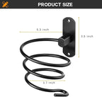 YWHWXB Hair Dryer Holder,Wall Mounted Spiral Hair Dryer Shelf,Bathroom Stainless Steel Hair Dryer Bracket,Self-Adhesive Hair Dryer Storage Rack (Black)