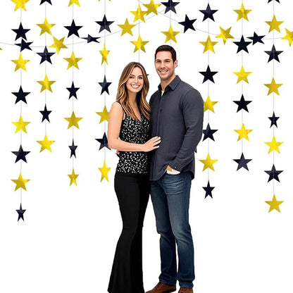 Black and Gold Shining Star Hanging Garland Black Gold Hanging Sparkling Star - Image 6