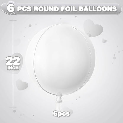 6Pcs Matte White Round Foil Balloons, Giant 4D Round Ball Balloons, 22 Inch - Image 2