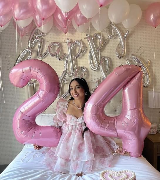 Pearl Pink Number 4 Balloon 40 inch, Balloon numbers party supplies, deco photo - Image 3