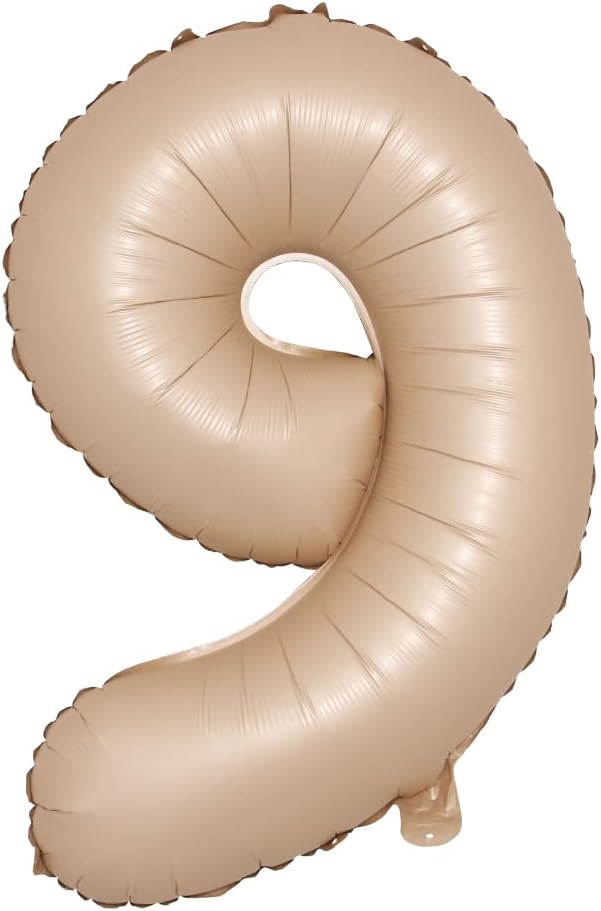 40 inch Caramel Cream Color Number Balloons 0-9 Large Digital Foil Helium Brown by RUIANSI