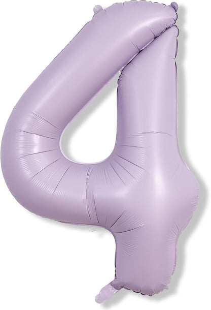 Light Purple Number 4 Balloons, 40 In Large Pastel Purple Number 4 Mylar Foil - Image 8