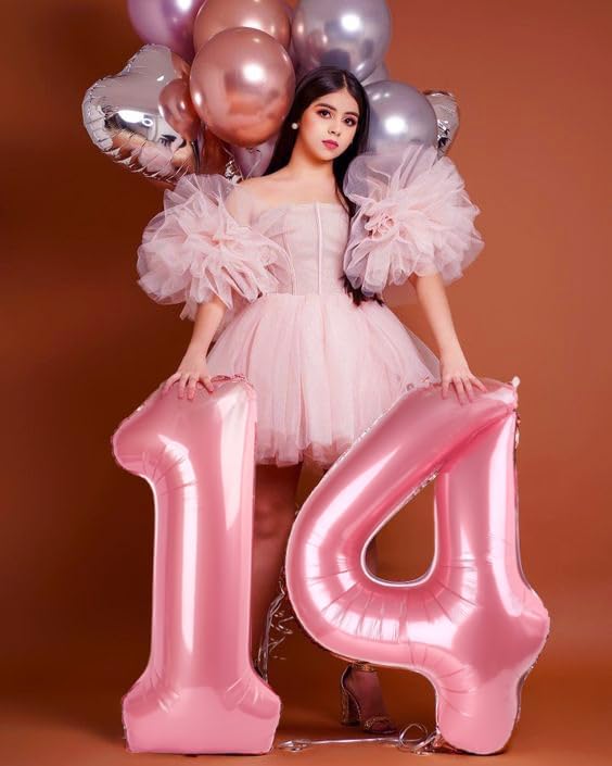 Number Balloons 4 Balloon Pink Birthday Party Decorations - Image 7