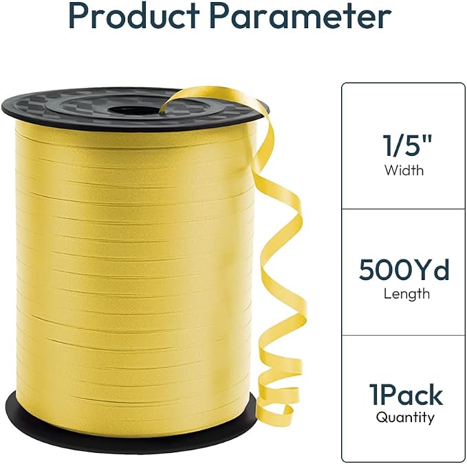 Premium Yellow Curling Ribbon, 1/5" Wide x 500 Yards Christmas Curling Ribbons - Image 2