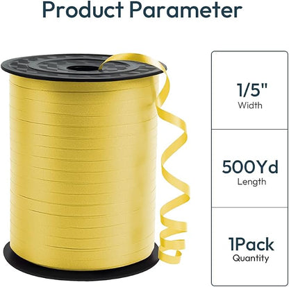 Premium Yellow Curling Ribbon, 1/5" Wide x 500 Yards Christmas Curling Ribbons - Image 2