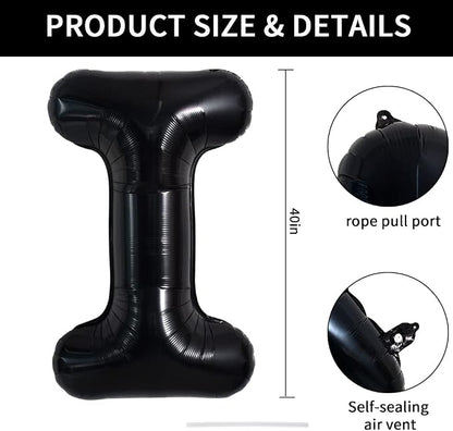 TONIFUL 40 Inch Large Black I Letter Balloon - Image 2