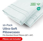 Standard Pillow Cases Set of 10 - Ultra Soft Hotel Quality Pillowcase Covers - Comfy, Cozy & Wrinkle Free - Shrink, Stain & Fade Resistant - Machine Washable Pillow Protectors - 10 Pcs Set - Ice Blue