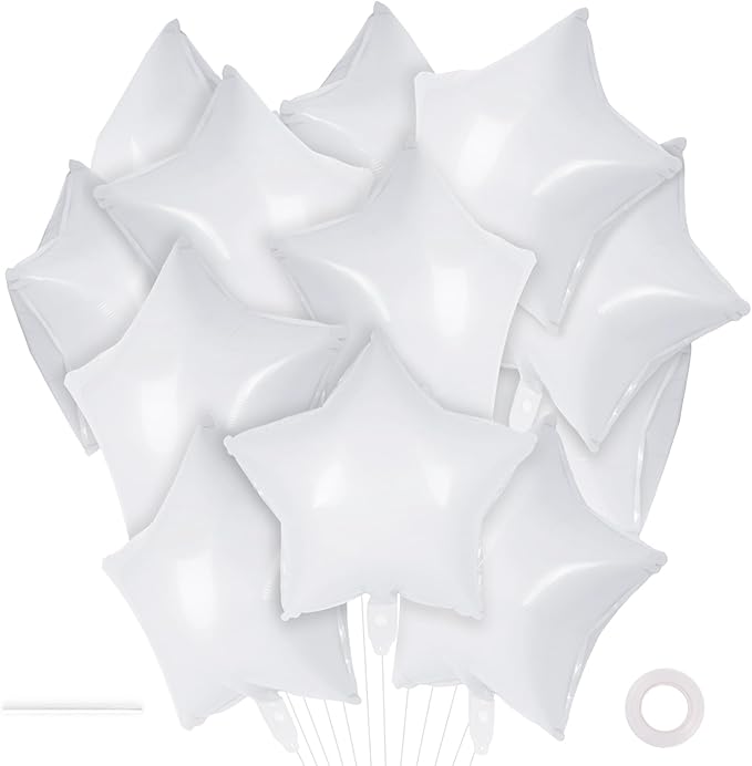 20 Pcs Star Balloons, 18 Inch White Star Foil Balloons, Stars Shaped Balloon by YOTHORN