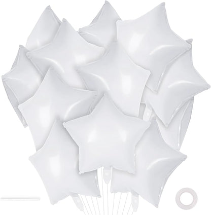 20 Pcs Star Balloons, 18 Inch White Star Foil Balloons, Stars Shaped Balloon by YOTHORN