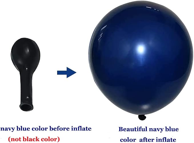 Navy Blue Silver Balloons Garland Kit, Party decor | Dark Blue White Silver - Image 2