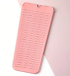 Silicone Heat Insulation Pad, Heat Resistant Silicone Mat Pouch for Flat Iron, Hot Hair Tools, Portable Hair Styling Tool Accessories (Blue)