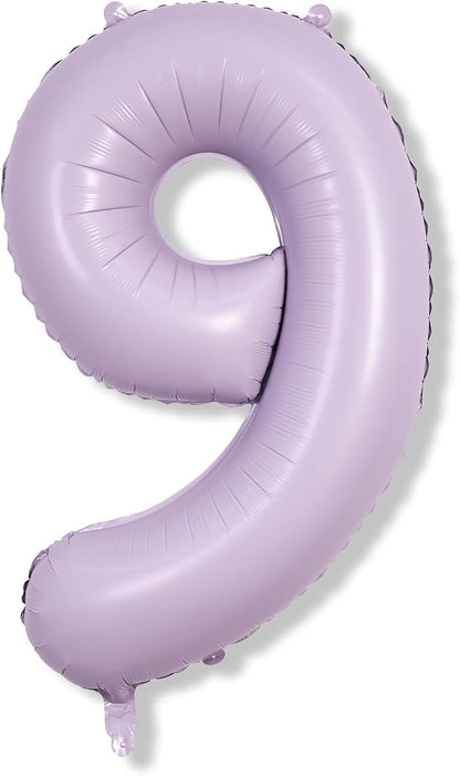 Dusty Pastel Purple Number 9 Balloons, 40 Inch Large Light Purple Foil Number - Image 8