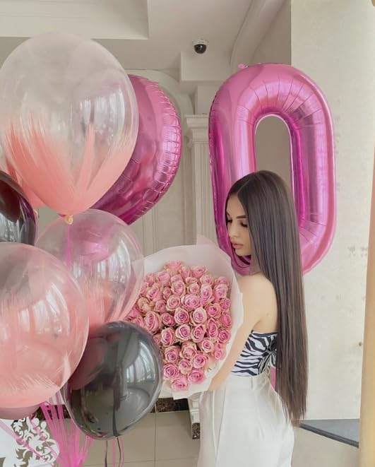 Pink Number 0 Balloon 40 inch, Balloon numbers party supplies, deco photo shoot - Image 4