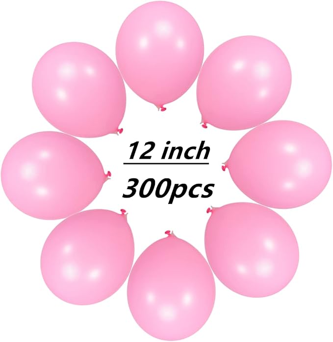 300 Pack Pink Balloons 12 inch Pink Latex Party Balloon Bulk - Image 2
