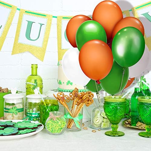 TecUnite 100 Pcs Orange White Green Latex Balloons 13 Inch Colorful Round - Image 3