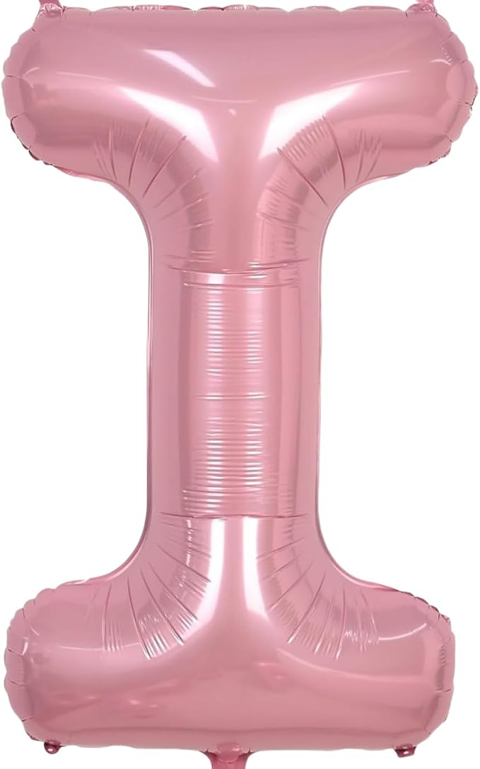 Pink Letter I Balloons, I Balloon 40 Inch Foil Helium I Balloon Letter | Pink I by BBPOOL