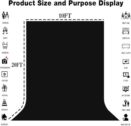 Black Photography Backdrop for Photoshoot, Fabric 10x20ft | Polyester Studio - Image 8