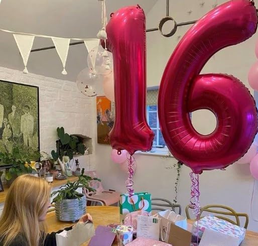 Hot Pink Number 7 Balloon 40 inch, Balloon numbers party supplies, deco photo - Image 7