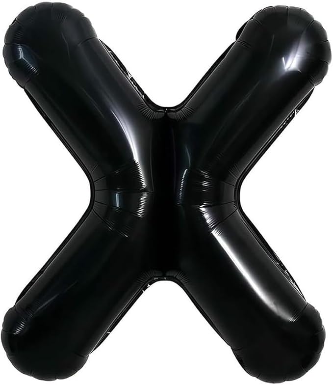 40 Inch Black Letter X Foil Balloon, Large Jumbo Mylar Helium Alphabet Balloon - Image 2