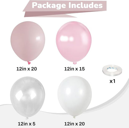 Pink Balloons 60 Pcs Light Baby Pearl Pink and White Latex Party Balloon - Image 3