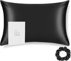 ALASKA BEAR Silk Pillowcase for Hair and Skin Beauty Sleep 100 Real Mulberry Silk Anti-Aging Pillow Slip Case Cover, Queen (1pc, Black)