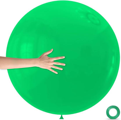 5Pcs Green Big Balloons 36 Inch, Round Large Latex Party Balloons by Qikoolaa