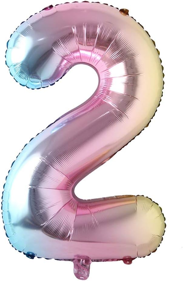 32 Inch Number Balloons Foil Ballon Rainbow Gradient Digit Ball Colorful by REIANS