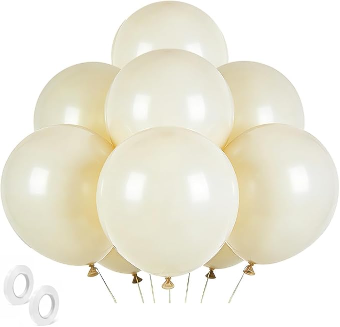 Cream Balloons 30 Pack 18 inch Latex Party Neutral Round Beige Sand White by BOMSI