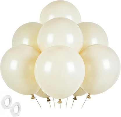 Cream Balloons 30 Pack 18 inch Latex Party Neutral Round Beige Sand White by BOMSI
