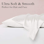 Silk Pillowcase for Hair and Skin 2 Pack 100% Mulberry Silk Bed Pillowcase Hypoallergenic Soft Breathable Both Sides Silk Pillow Case with Hidden Zipper, Standard Size Pillow Cases (White)