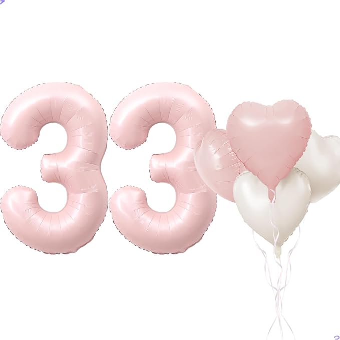 Pink 33 Balloon Number Pastel Pink 33th Birthday Party Decorations by Unknown