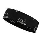 Headbands for Women Men Unisex Love Heart Nurse Heartbeat Black And White Art Non Slip Sports Sweatbands for Running, Cycling, Yoga, Fitness