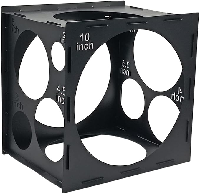 Worown 11 Holes Collapsible Black Plastic Balloon Sizer Box, Balloons Sizer Cube by Worown