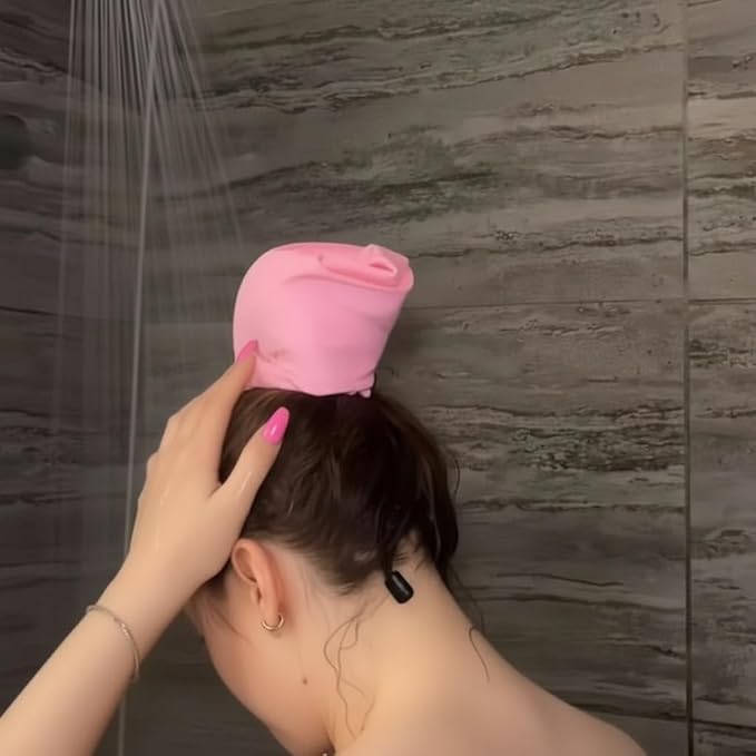 Waterproof Hair Sleeve for Long Hair, Reusable Adjustable Crown Washing Shower Cap Ponytail, Protect Styled Hairs, Quick Root Refresh, Wash Pony Caps for Women Pool Travel Gym Beach (Pink)