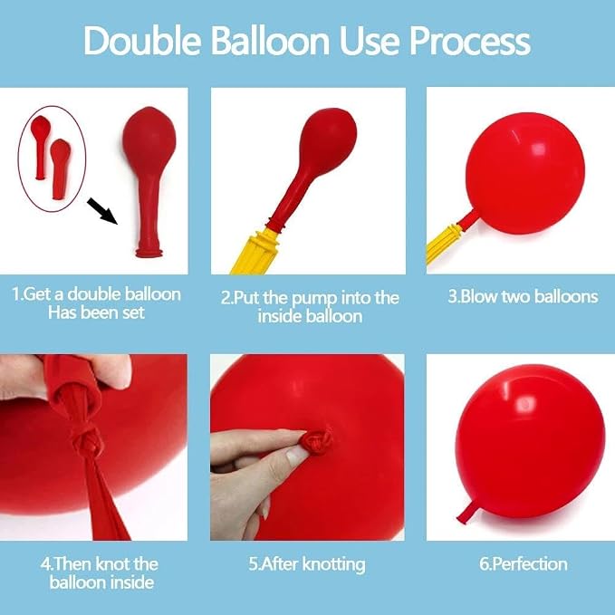 Red Blue Cherry Balloon Arch Kit Double Stuffed, Ruby Red Dusty Light Blue - Image 5