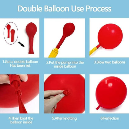 Red Blue Cherry Balloon Arch Kit Double Stuffed, Ruby Red Dusty Light Blue - Image 5