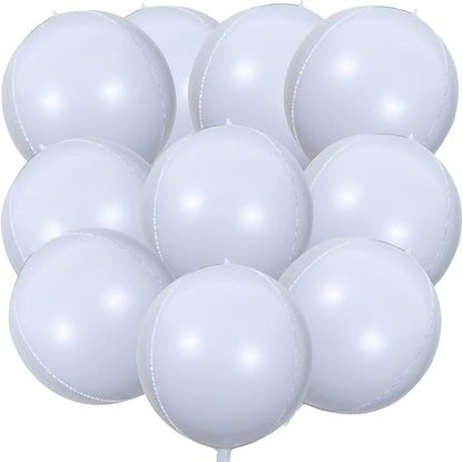 10 Pcs 22 Inch White Mylar Balloons, Large 4D Giant Round Foil Balloon Big by KALOR