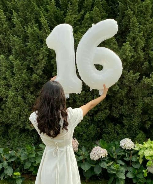 White Number 6 Balloon 40 inch, Balloon numbers party supplies, deco photo shoot - Image 4