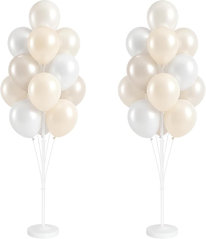2 Sets 10" White Balloon Column Stand Kit by Tosuced