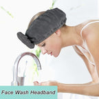 Shintop Makeup Headband Soft Carol Fleece Spa Headband with Cute Bow Elastic Headwear for Washing Face Skincare Facial Mask Showers（Grey）
