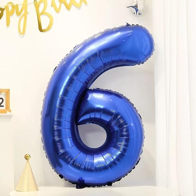 40 inch Navy Blue Number Balloon Dark Blue 6 Balloons Giant Foil Helium - Image 3