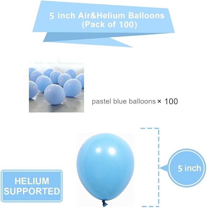 5 inch Pastel Blue Party Balloons - Image 2