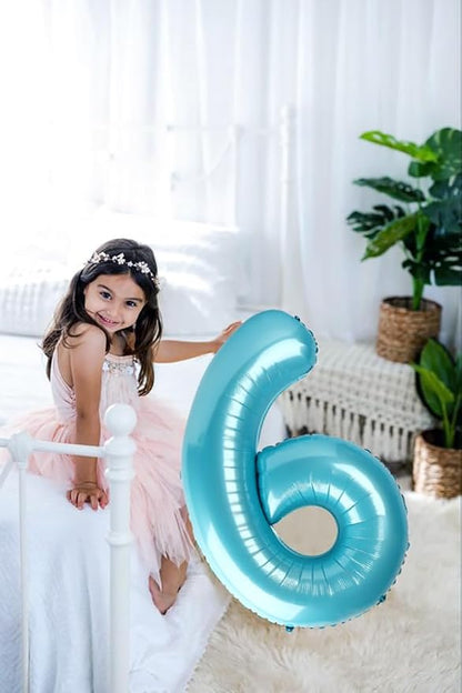 8 Balloon Number 40 Inch Pastel Blue Balloons - Image 3