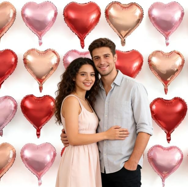 Rose Gold & Pink Heart Balloons - Image 3