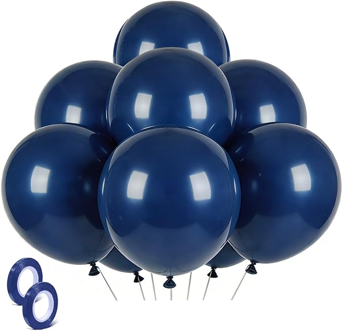 Navy Blue Balloons Latex Party Dark Blue 30 Pack 18 inch Round Navy Balloons by BOMSI