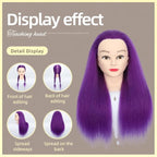 100% Real Hair Mannequin Head Training Head Manikin Cosmetology Doll Head for Hairdresser Practice Braiding Hair Styling with Clamp stand (18-inch)